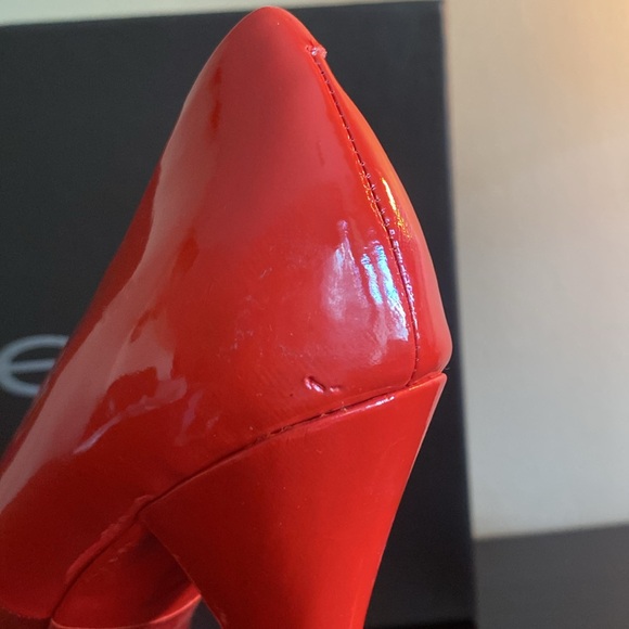 BEBE Rosario-red satin and leather high heel! 5” heel 1.5” platform - Picture 11 of 11